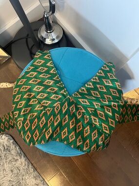 Green & Orange / Purple Flowers Double Sided Crossbody / Wrap (100% silk)